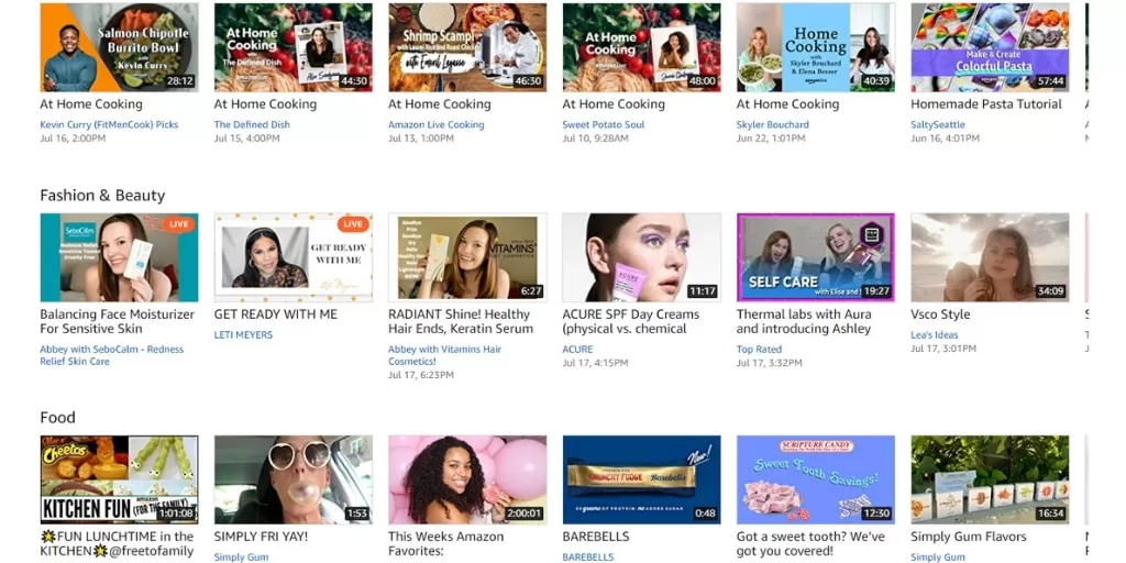 Amazon Live Influencer Category Page Example - Amazon Live Influencers Everything You Need To Know - Referazon - Find Amazon Influencers Instantly