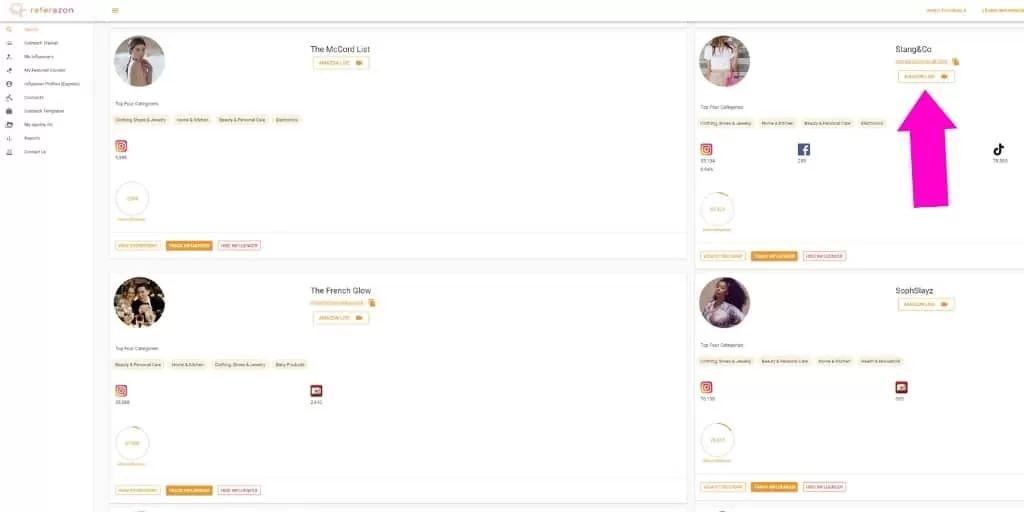 Step 2 - How To Find Amazon Live Influencers with Referazon - How To Find Amazon Live Influencers - Referazon - Amazon Influencer Marketing Software